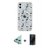 MARSİLYAN™- iPhone 11 Kılıf Pusula Form - Siyah 3D Antistatik Hayalet Cam Ekran Koruyucu + Raze Metal Kamera Lens - MI