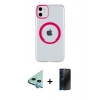 MARSİLYAN™- iPhone 11 Kılıf Pusula Form - Siyah 3D Antistatik Hayalet Cam Ekran Koruyucu + Raze Metal Kamera Lens - MI