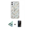 MARSİLYAN™- iPhone 11 Kılıf Pusula Form - Siyah 3D Antistatik Hayalet Cam Ekran Koruyucu + Raze Metal Kamera Lens - MI