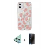 MARSİLYAN™- iPhone 11 Kılıf Pusula Form - Siyah 3D Antistatik Hayalet Cam Ekran Koruyucu + Raze Metal Kamera Lens - MI