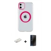 MARSİLYAN™- iPhone 11 Kılıf Pusula Form - Siyah 3D Antistatik Hayalet Cam Ekran Koruyucu + Renkli Kamera Lens Koruma Cam - PE