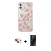 MARSİLYAN™- iPhone 11 Kılıf Pusula Form - Siyah 3D Antistatik Hayalet Cam Ekran Koruyucu + Pers Alüminyum Kamera Lens - KI