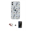 MARSİLYAN™- iPhone 11 Kılıf Pusula Form - Siyah 3D Antistatik Hayalet Cam Ekran Koruyucu + Pers Alüminyum Kamera Lens - KI