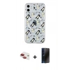 MARSİLYAN™- iPhone 11 Kılıf Pusula Form - Siyah 3D Antistatik Hayalet Cam Ekran Koruyucu + Pers Alüminyum Kamera Lens - KI