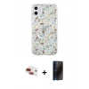 MARSİLYAN™- iPhone 11 Kılıf Pusula Form - Siyah 3D Antistatik Hayalet Cam Ekran Koruyucu + Pers Alüminyum Kamera Lens - KI