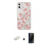 MARSİLYAN™- iPhone 11 Kılıf Pusula Form - Siyah 3D Antistatik Hayalet Cam Ekran Koruyucu + Renkli Kamera Lens Koruma Cam - SI