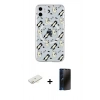 MARSİLYAN™- iPhone 11 Kılıf Pusula Form - Siyah 3D Antistatik Hayalet Cam Ekran Koruyucu + Renkli Kamera Lens Koruma Cam - SI