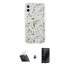 MARSİLYAN™- iPhone 11 Kılıf Pusula Form - Siyah 3D Antistatik Hayalet Cam Ekran Koruyucu + Şeffaf Kamera Lens Koruma Cam