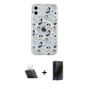 MARSİLYAN™- iPhone 11 Kılıf Pusula Form - Siyah 3D Antistatik Hayalet Cam Ekran Koruyucu + Şeffaf Kamera Lens Koruma Cam
