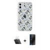 MARSİLYAN™- iPhone 11 Kılıf Pusula Form - Siyah 3D Antistatik Hayalet Cam Ekran Koruyucu + Şeffaf Kamera Lens Koruma Cam