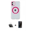 MARSİLYAN™- iPhone 11 Kılıf Pusula Form - Siyah 3D Antistatik Hayalet Cam Ekran Koruyucu + Şeffaf Kamera Lens Koruma Cam