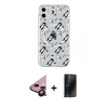 MARSİLYAN™- iPhone 11 Kılıf Pusula Form - Siyah 3D Antistatik Hayalet Cam Ekran Koruyucu + Siyah Raze Metal Kamera Lens