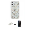 MARSİLYAN™- iPhone 11 Kılıf Pusula Form - Siyah 3D Antistatik Hayalet Cam Ekran Koruyucu + Renkli Kamera Lens Koruma Cam - TU