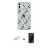 MARSİLYAN™- iPhone 11 Kılıf Pusula Form - Siyah 3D Antistatik Hayalet Cam Ekran Koruyucu + Renkli Kamera Lens Koruma Cam - TU