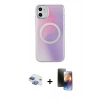 MARSİLYAN™- iPhone 11 Kılıf Pusula Form - Siyah 3D Antistatik Mat Seramik Nano Ekran Koruyucu + Pers Alüminyum Kamera Lens - GI