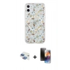 MARSİLYAN™- iPhone 11 Kılıf Pusula Form - Siyah 3D Antistatik Mat Seramik Nano Ekran Koruyucu + Pers Alüminyum Kamera Lens - GI