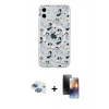 MARSİLYAN™- iPhone 11 Kılıf Pusula Form - Siyah 3D Antistatik Mat Seramik Nano Ekran Koruyucu + Pers Alüminyum Kamera Lens - GI