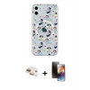 MARSİLYAN™- iPhone 11 Kılıf Pusula Form - Siyah 3D Antistatik Mat Seramik Nano Ekran Koruyucu + Pers Alüminyum Kamera Lens - GD