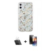 MARSİLYAN™- iPhone 11 Kılıf Pusula Form - Siyah 3D Antistatik Mat Seramik Nano Ekran Koruyucu + Kamera Lens Koruma Cam - SF