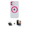MARSİLYAN™- iPhone 11 Kılıf Pusula Form - Siyah 3D Antistatik Mat Seramik Nano Ekran Koruyucu + Kamera Lens Koruma Cam - SF