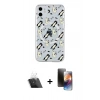 MARSİLYAN™- iPhone 11 Kılıf Pusula Form - Siyah 3D Antistatik Mat Seramik Nano Ekran Koruyucu + Kamera Lens Koruma Cam - SF
