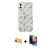 MARSİLYAN™- iPhone 11 Kılıf Pusula Form - Siyah 3D Antistatik Mat Seramik Nano Ekran Koruyucu + Kırmızı Rainbow Kamera Lens Koruma Cam