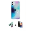 MARSİLYAN™- iPhone 11 Kılıf Pusula Form - Siyah 3D Antistatik Mat Seramik Nano Ekran Koruyucu + Raze Metal Kamera Lens - KI