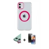 MARSİLYAN™- iPhone 11 Kılıf Pusula Form - Siyah 3D Antistatik Mat Seramik Nano Ekran Koruyucu + Raze Metal Kamera Lens - KI
