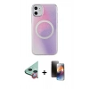 MARSİLYAN™- iPhone 11 Kılıf Pusula Form - Siyah 3D Antistatik Mat Seramik Nano Ekran Koruyucu + Raze Metal Kamera Lens - KI