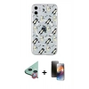 MARSİLYAN™- iPhone 11 Kılıf Pusula Form - Siyah 3D Antistatik Mat Seramik Nano Ekran Koruyucu + Raze Metal Kamera Lens - KI