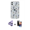 MARSİLYAN™- iPhone 11 Kılıf Pusula Form - Siyah 3D Antistatik Mat Seramik Nano Ekran Koruyucu + Raze Metal Kamera Lens - MR