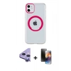MARSİLYAN™- iPhone 11 Kılıf Pusula Form - Siyah 3D Antistatik Mat Seramik Nano Ekran Koruyucu + Raze Metal Kamera Lens - MR