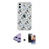 MARSİLYAN™- iPhone 11 Kılıf Pusula Form - Siyah 3D Antistatik Mat Seramik Nano Ekran Koruyucu + Raze Metal Kamera Lens - MR
