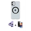 MARSİLYAN™- iPhone 11 Kılıf Pusula Form - Siyah 3D Antistatik Mat Seramik Nano Ekran Koruyucu + Raze Metal Kamera Lens - MR