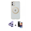 MARSİLYAN™- iPhone 11 Kılıf Pusula Form - Siyah 3D Antistatik Mat Seramik Nano Ekran Koruyucu + Raze Metal Kamera Lens - MR