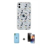 MARSİLYAN™- iPhone 11 Kılıf Pusula Form - Siyah 3D Antistatik Mat Seramik Nano Ekran Koruyucu + Neon Fosforlu Kamera Lens - YL
