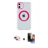 MARSİLYAN™- iPhone 11 Kılıf Pusula Form - Siyah 3D Antistatik Mat Seramik Nano Ekran Koruyucu + Pers Alüminyum Kamera Lens - KI
