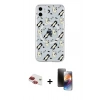 MARSİLYAN™- iPhone 11 Kılıf Pusula Form - Siyah 3D Antistatik Mat Seramik Nano Ekran Koruyucu + Pers Alüminyum Kamera Lens - KI