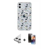 MARSİLYAN™- iPhone 11 Kılıf Pusula Form - Siyah 3D Antistatik Mat Seramik Nano Ekran Koruyucu + Raze Metal Kamera Lens - GS
