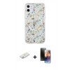 MARSİLYAN™- iPhone 11 Kılıf Pusula Form - Siyah 3D Antistatik Mat Seramik Nano Ekran Koruyucu + Renkli Kamera Lens Koruma Cam - PE