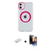 MARSİLYAN™- iPhone 11 Kılıf Pusula Form - Siyah 3D Antistatik Mat Seramik Nano Ekran Koruyucu + Sarı Renkli Kamera Lens Koruma Cam