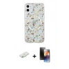 MARSİLYAN™- iPhone 11 Kılıf Pusula Form - Siyah 3D Antistatik Mat Seramik Nano Ekran Koruyucu + Sarı Renkli Kamera Lens Koruma Cam