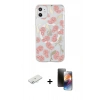 MARSİLYAN™- iPhone 11 Kılıf Pusula Form - Siyah 3D Antistatik Mat Seramik Nano Ekran Koruyucu + Sarı Renkli Kamera Lens Koruma Cam