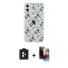 MARSİLYAN™- iPhone 11 Kılıf Pusula Form - Siyah 3D Antistatik Mat Seramik Nano Ekran Koruyucu + Siyah PVD Metal Kamera Lens