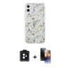 MARSİLYAN™- iPhone 11 Kılıf Pusula Form - Siyah 3D Antistatik Mat Seramik Nano Ekran Koruyucu + Siyah PVD Metal Kamera Lens