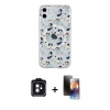 MARSİLYAN™- iPhone 11 Kılıf Pusula Form - Siyah 3D Antistatik Mat Seramik Nano Ekran Koruyucu + Siyah PVD Metal Kamera Lens
