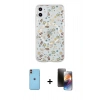 MARSİLYAN™- iPhone 11 Kılıf Pusula Form - Siyah 3D Antistatik Mat Seramik Nano Ekran Koruyucu + Neon Fosforlu Kamera Lens - TU