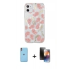 MARSİLYAN™- iPhone 11 Kılıf Pusula Form - Siyah 3D Antistatik Mat Seramik Nano Ekran Koruyucu + Neon Fosforlu Kamera Lens - TU