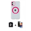 MARSİLYAN™- iPhone 11 Kılıf Pusula Form - Siyah 3D Antistatik Mat Seramik Nano Ekran Koruyucu + PVD Metal Kamera Lens - TU
