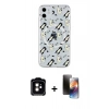 MARSİLYAN™- iPhone 11 Kılıf Pusula Form - Siyah 3D Antistatik Mat Seramik Nano Ekran Koruyucu + PVD Metal Kamera Lens - TU